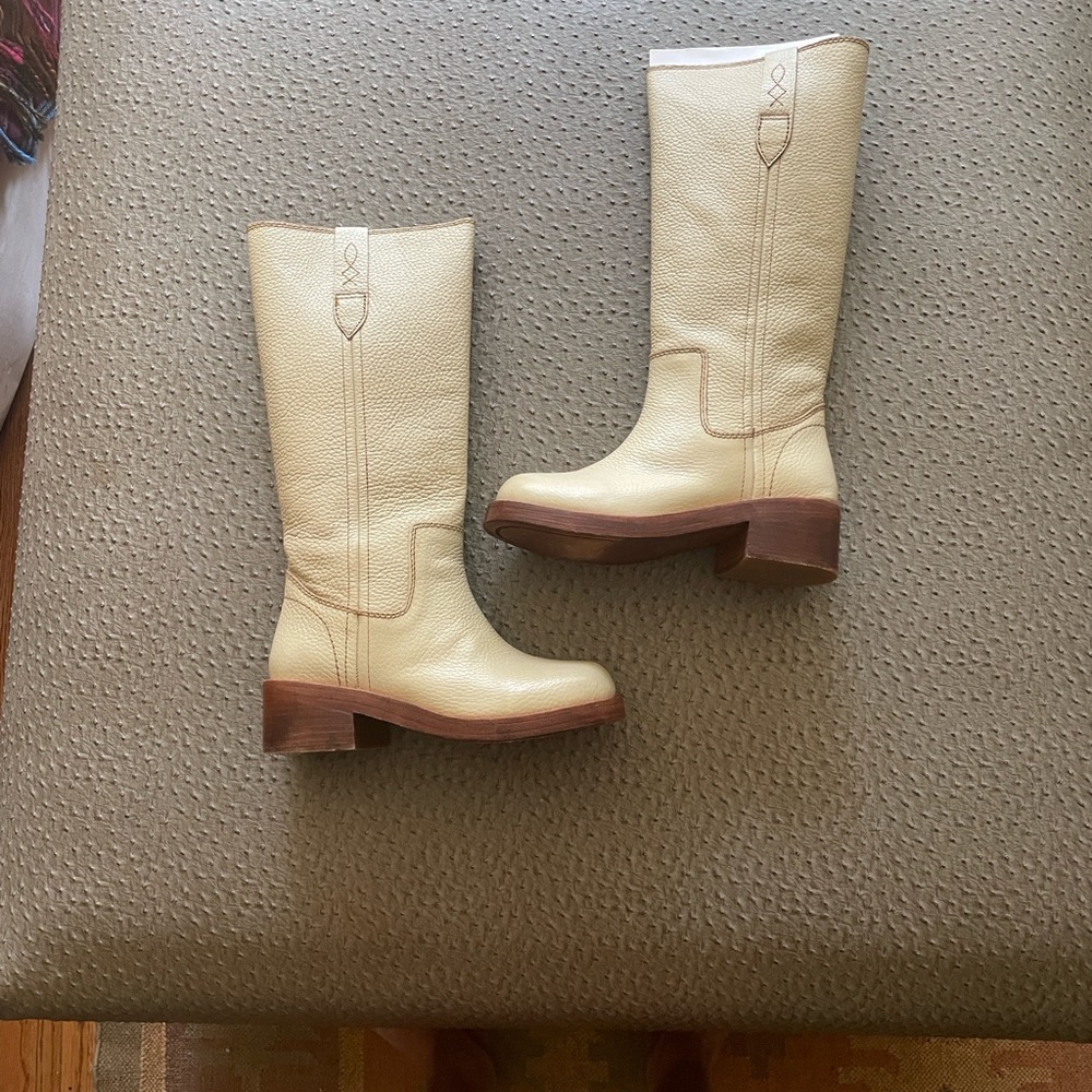 Free People Cream Heeled Boots